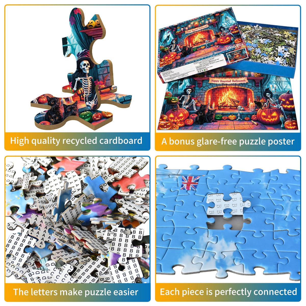 Halloween Night 1000 Piece Puzzle -Retro Horror Art- 1000 Pieces Jigsaw Puzzles for Kids and Adults - 1000 Piece Haunted Mansion Jigsaw Puzzle(27.6"x 19.7")