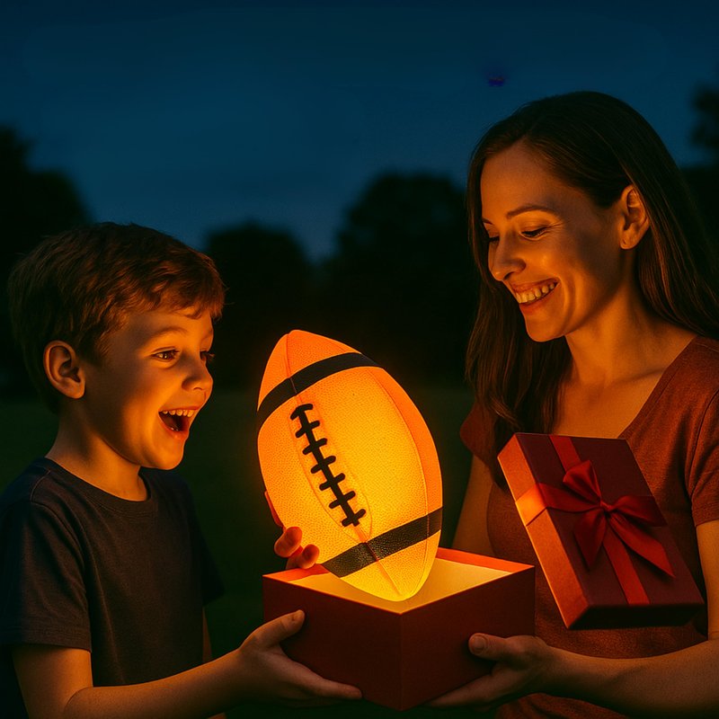 Glow in The Dark Football | Ultra-Bright Double LED Light-Up Football Size 6 with 3 Extra Batteries and Pump for Kids & Teens Ages 6+ | Outdoor Fun for Evening Play, Camping & Beach Games