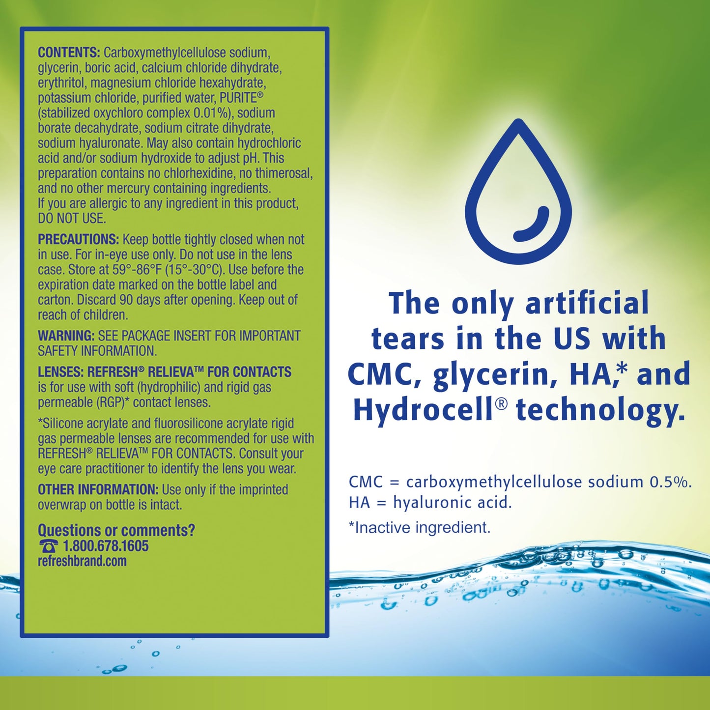 Refresh Relieva for Contacts Lubricant Eye Drops For Dry Eyes, 0.27 Fl Oz Sterile
