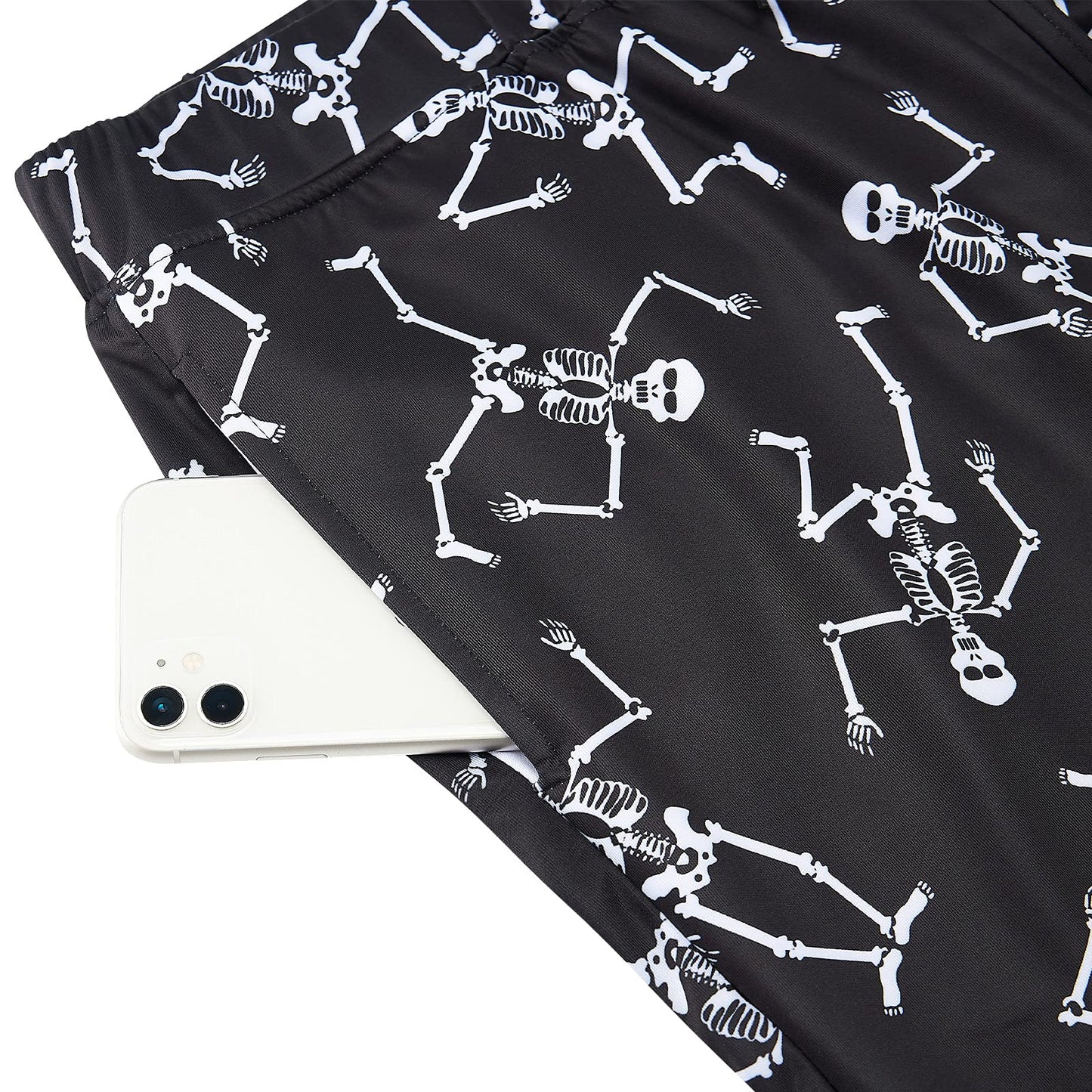 RAISEVERN Men Skull Jogger Pants Funny Halloween Skeleton Sweatpants 3D Bone Printed Tracksuit Black Track Pants Cool Sportswear Jogging Trousers with Drawstring Pockets
