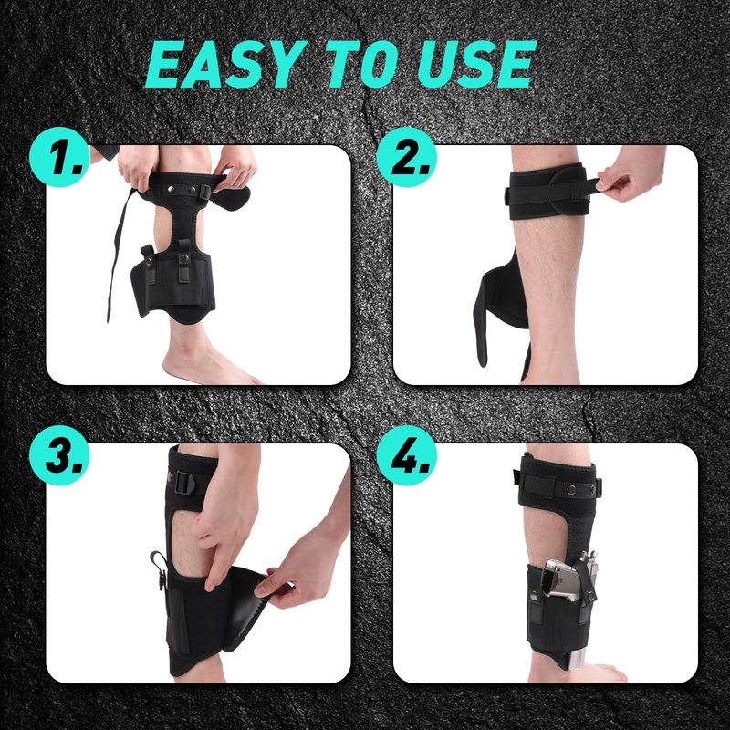 Funnysoft Ankle Holster for Concealed Carry Gun Leg Carry Pistol Holster with Pouch Compatible with Glock 43 26 19 SIG-P365 Ruger LCP 9mm 380 Adjustable Fit for Men Women(Classic)