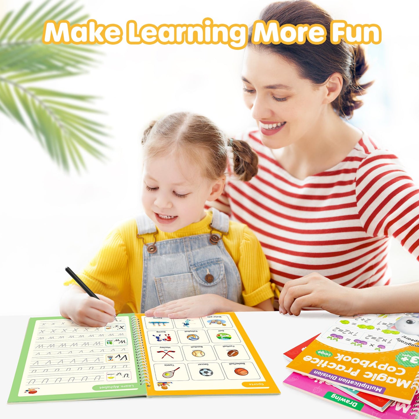 Magic Grooved Handwriting Practice Books, Large Reusable Copybooks for Children, Learn to Write Number Letter Tracing Workbook, Learning Resources for Kids Age 3-8 Kindergarten Preschool Calligraphy