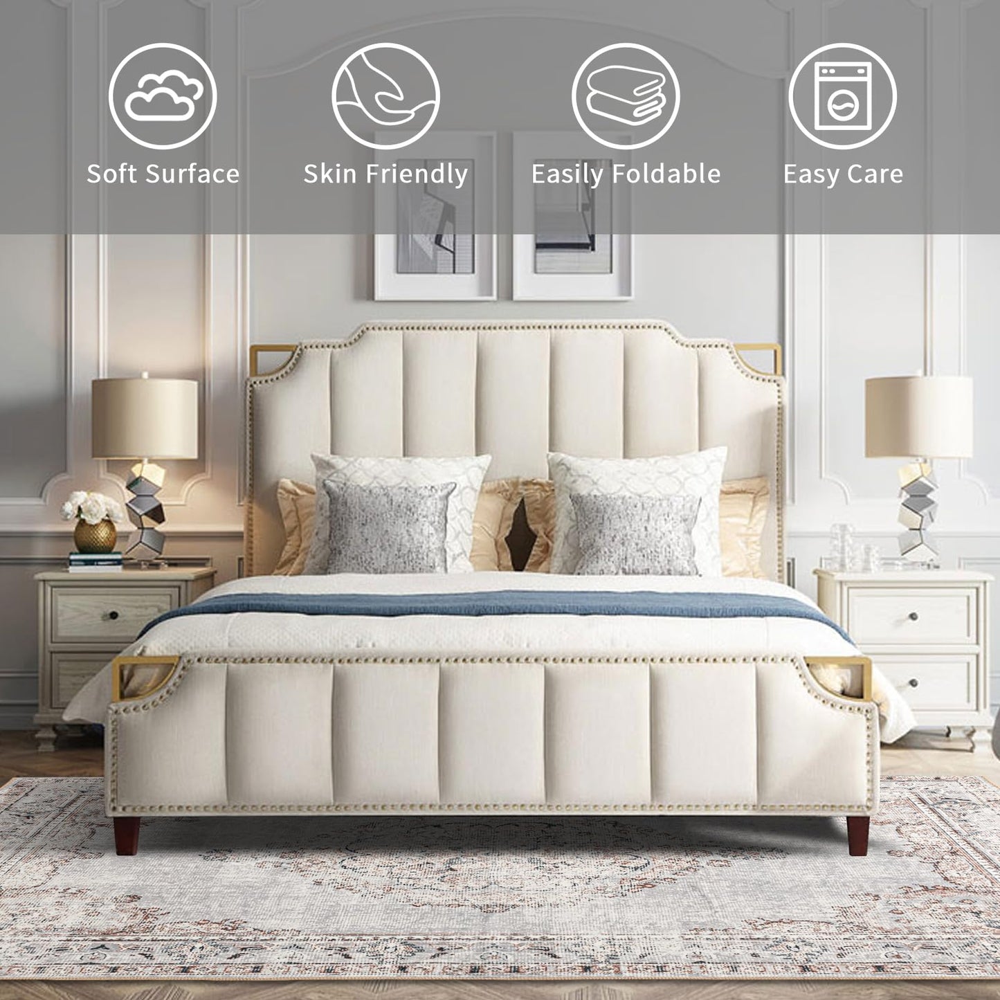 Easy-Going Area Rug 5x7 Washable Boho Rugs for Living Room Non-Slip Bedroom Rug Low Pile Lightweight Vintage Distressed Throw Rug for Dining Room Kitchen Home Office Carpet, Grey Brick
