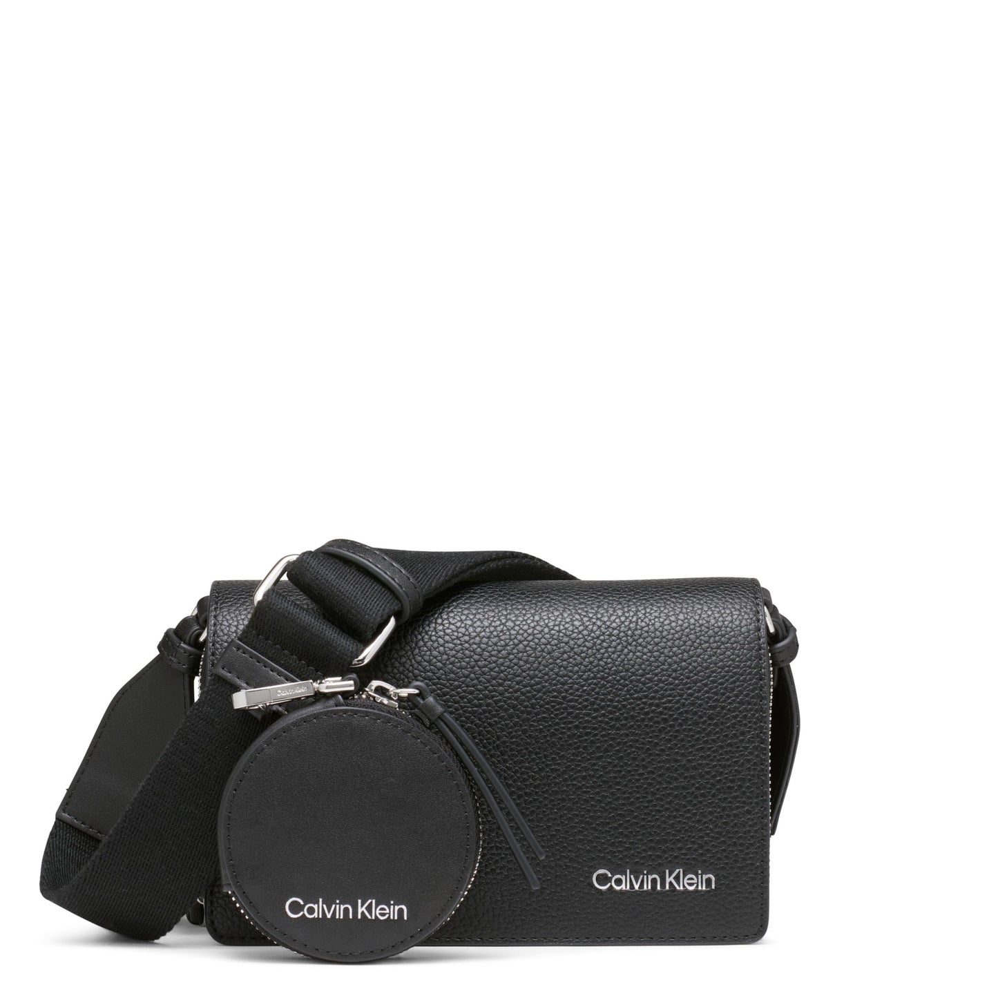 Calvin Klein Millie Triple Compartment Camera Bag Crossbody, Black/Silver, One Size