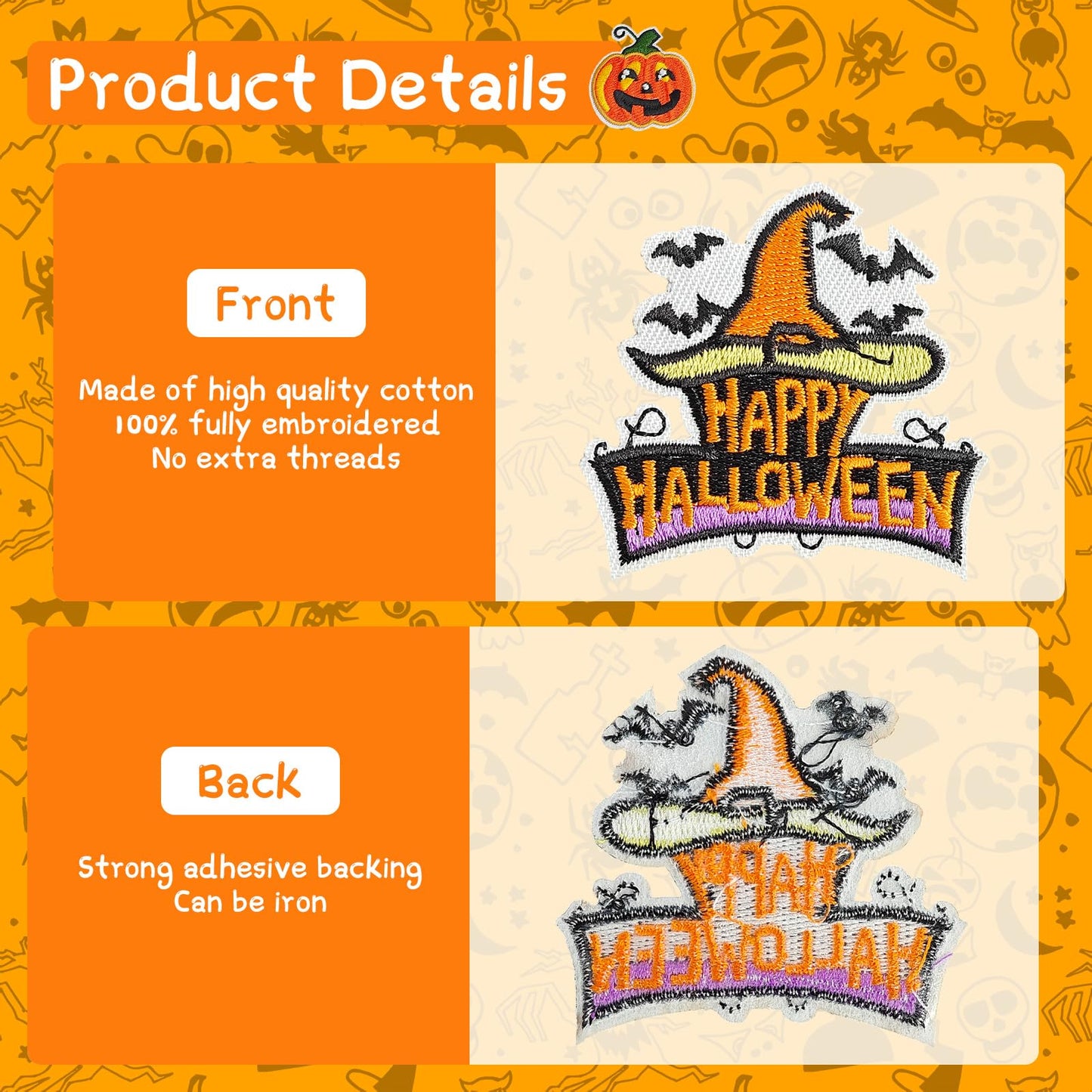 Butie 32 Pcs Halloween Iron On Patches, Spooky Horror Cute Embroidered Iron on Patches for Clothes, Socks, Hats, Jeans, Etc