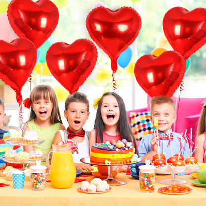 12 Pcs Red Heart Balloons,18 Inch Heart Foil Balloons Love Balloon Valentine Balloon for Birthday Party Wedding Engagement Party Baby Shower Valentine Day Decorations (red)