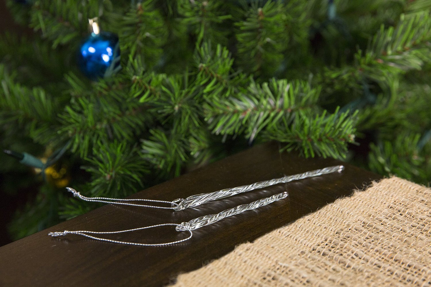 Kurt Adler 3.5-5.5 Inch Clear Glass Icicle Ornament Set of 24 Pieces