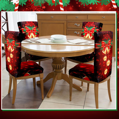 Moukeren 6 Pcs Red Christmas Chair Covers Set Stretch Removable Washable Christmas Dining Chair Seat Covers for Home Hotel Dining Room Kitchen Banquet Wedding Xmas Party Decor