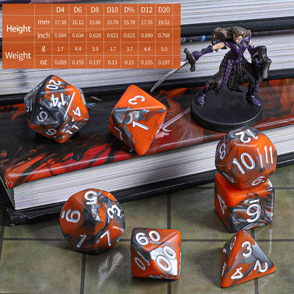 CiaraQ DND Polyhedral Dice Set with a Black Dice Bag for D&D RPG MTG Role Playing Table Games
