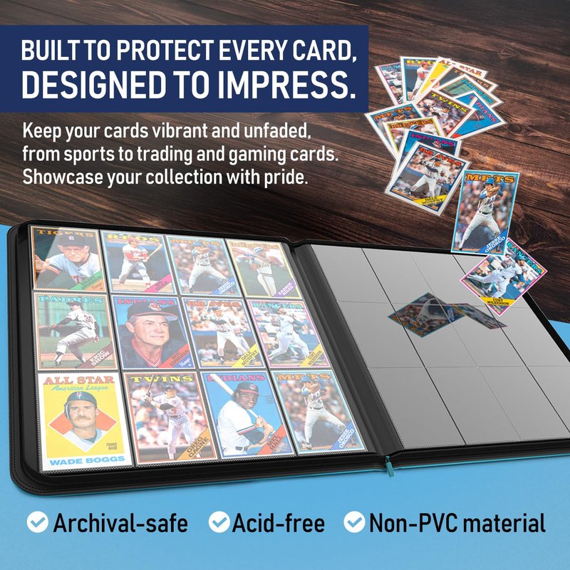 Premium TCG Card Binder For 480 Side Loading Pockets | Sports Trading Card Binder 12 Pocket Zipper, Collectible Trading, Magic, MTG, Baseball, Football Ringless Storage Organizer Album.