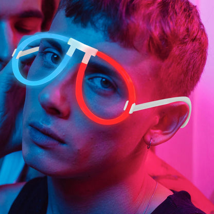 Glow Fever Glow In The Dark Glasses for Party - 50 Bendable Glow Stick Glasses with Connectors - Glow Glasses Party Pack for Concert, Halloween & Birthday Party Party Favors - Party Dragon, Mixed