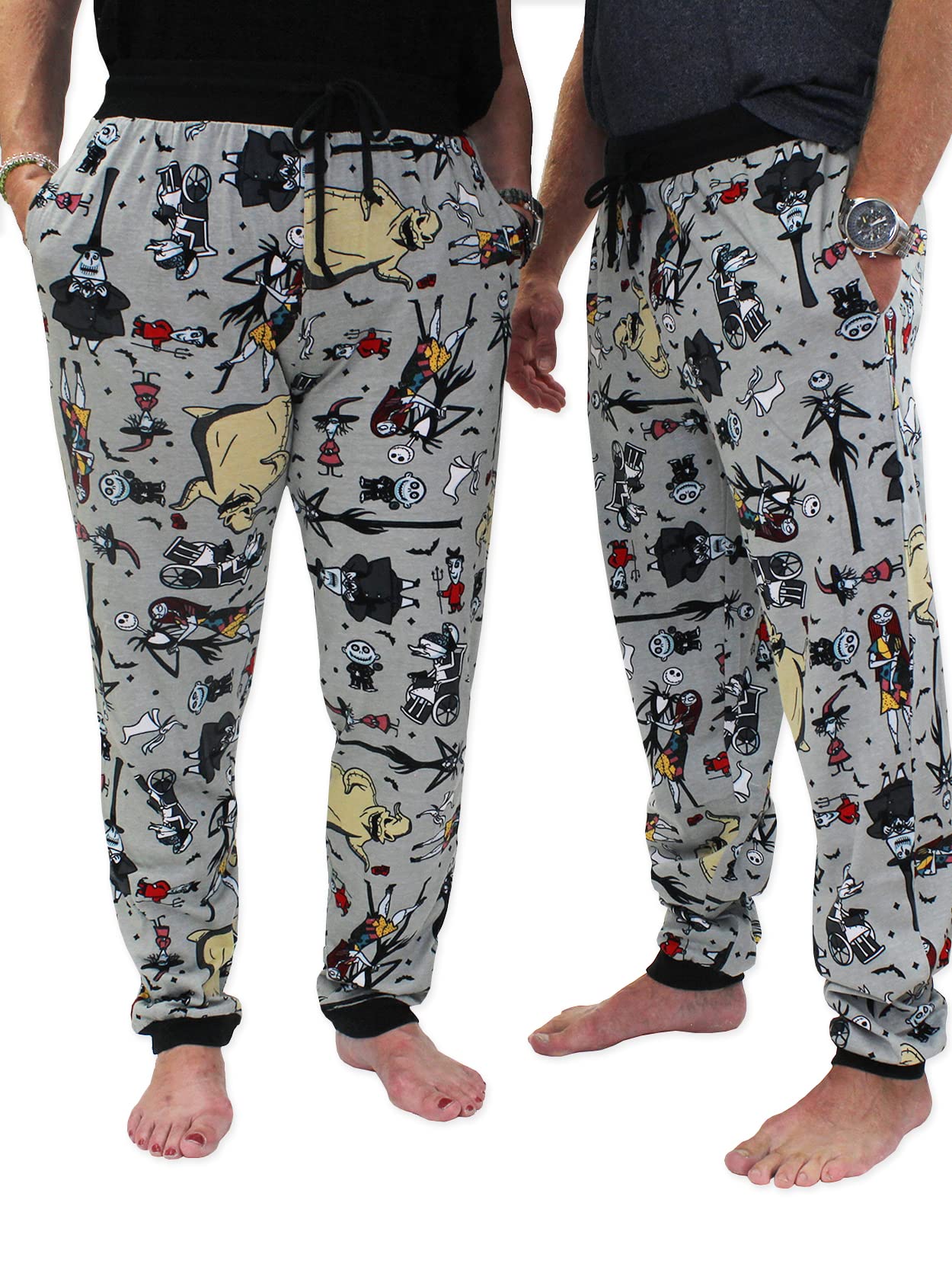 Disney Nightmare Before Christmas Mens Holiday Jogger Lounge Pajama Pant (Medium, Grey)
