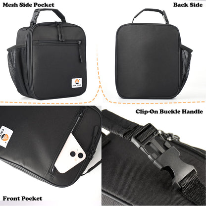 CaCTOUR Lunch Box for Men Women Adult,Premium Insulated Lunch Bag,Portable Small LunchBox for School Work Picnic (Black)