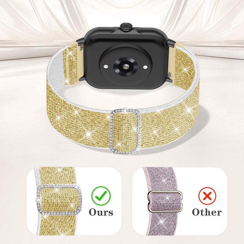 3 Pack Nylon Bands Compatible with Woneligo/Fitpolo Smart Watch, 22mm Soft Elastic Straps for Quican/Tensky/Aeac ID208 Plus/Veryfit IDW28/TOOBUR/Tensky/ENOMIR/Amzhero/WNH IDW19 Glitter Bands for Women