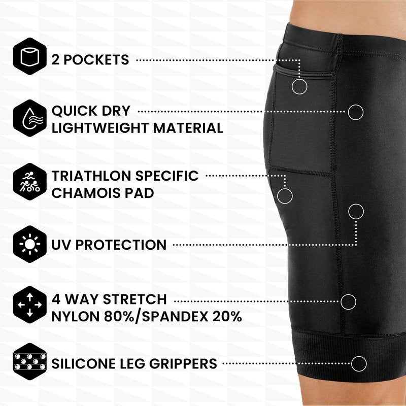 SLS3 Triathlon Shorts Mens – Tri Shorts Mens – 2 Pockets FRT – Designed by Athletes for Racing (Storm Wave, Medium)