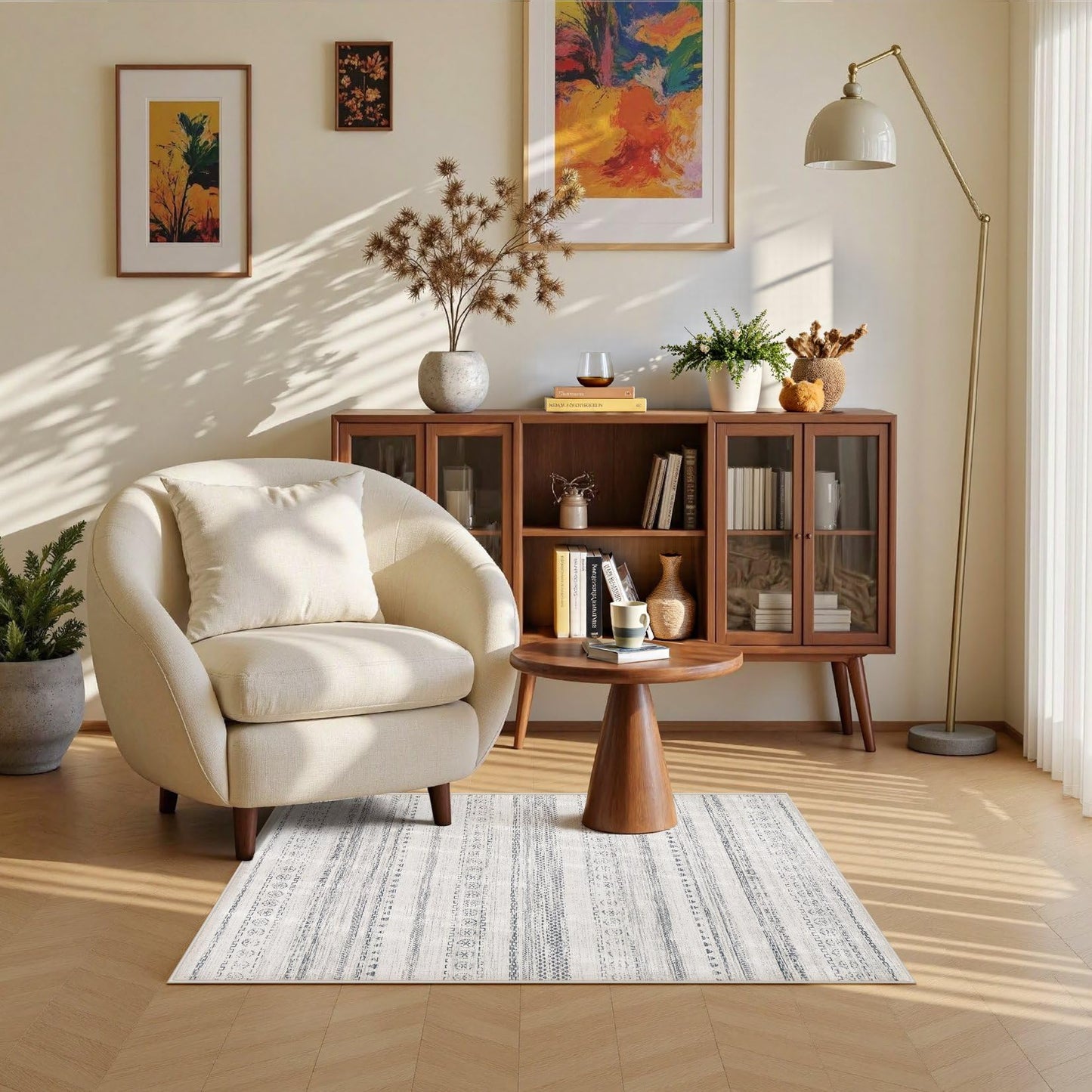 kakania 2x3 Washable Entryway Rug: Non Slip Soft Thin Small Rug, Boho Geometric Modern Decor, Easy Clean Indoor Floor Door Mat for Kitchen Bedroom Dorm Bathroom - Grey