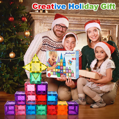 100PCS Magnetic Tiles Kids Toys - Magnetic Building Blocks STEM Magnet Building Set Preschool Learning Magnet Toys for Kids Ages 3-5 4-8, Sensory Montessori Toy for Toddlers 3+ Year Old Boys Girls