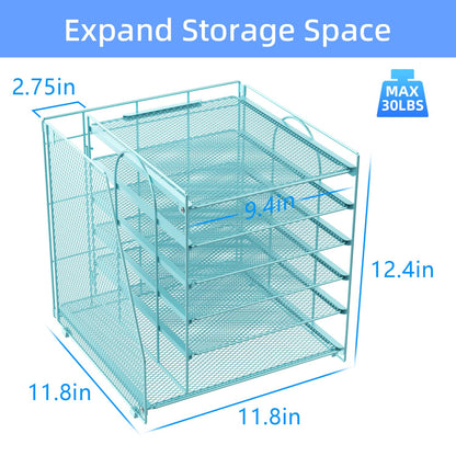 gianotter Desk Organizers and Accessories, 6-Tier Paper Organizer with File Holder, Document Organizer, Office Decor, Home Office Essentials (Blue)