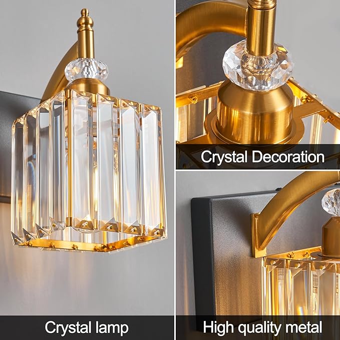 Crystal Vanity Lights - Black Gold 4 Light Bathroom Vanity Light Fixtures Over Mirror Modern Vanity Light