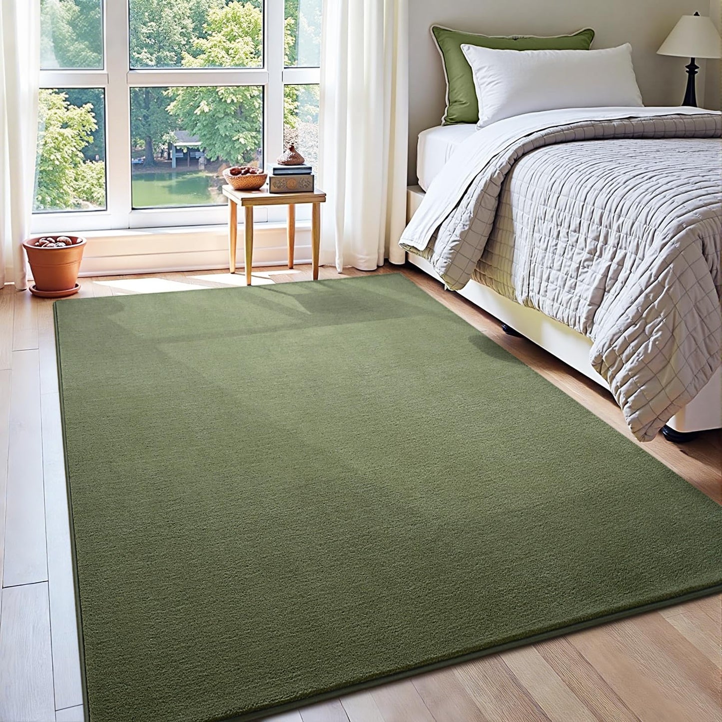 Vasofe 4x6 Soft Rugs for Living Room Bedroom, Sage Green Modern Washable Non-Slip Area Rug, Indoor Memory Foam Fluffy Carpets for Boys Girls Room Playroom Nursery Thick Office Mat Home Decor