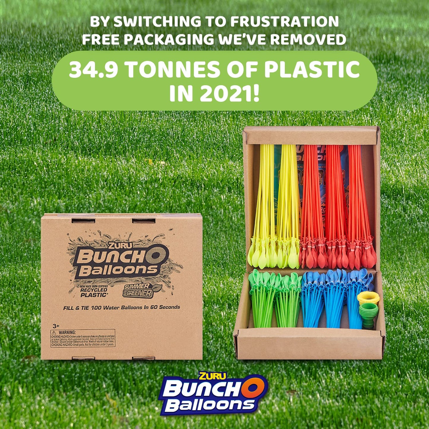 Bunch O Balloons Rapid-Filling Grenade-Colored Water Balloons 6 Pack (210 Balloons),Green