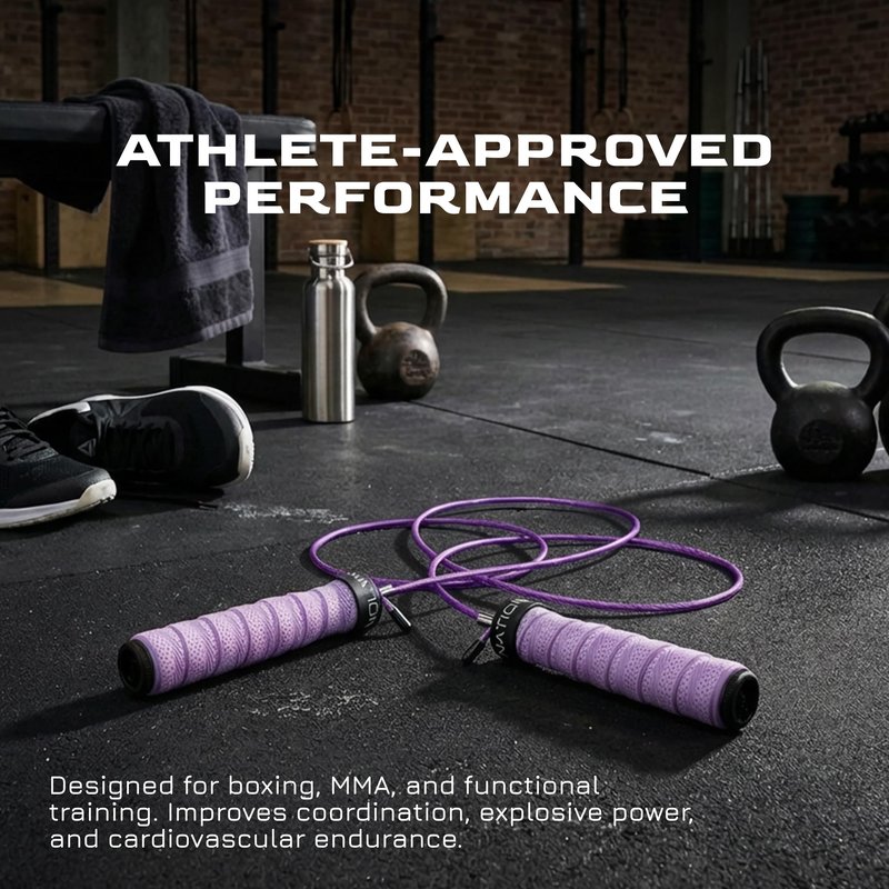 Weighted Jump Rope for Men & Women, 1LB Adjustable Heavy Speed Rope with Removable Handle Weights, Dual Cables for Cross Training Boxing Cardio & Home Workouts Durable Adult Fitness Jump Rope - Purple