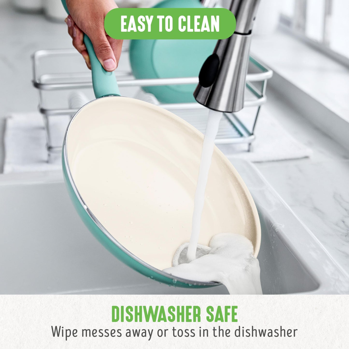 GreenLife Non Stick Fry Pan Set (7" & 10"), Non-Toxic PFAS-Free Ceramic Skillets, Dishwasher & Oven Safe, Egg Omelet Frying Pans, Stay- Cool Handles, Kitchen Home Cooking Essentials, Turquoise