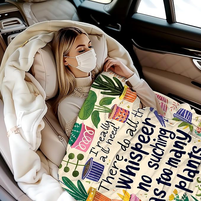 Funny Plant Throw Blanket, Plant Lover Blanket Throw for Adults, Lightweight Soft Cozy Blanket for Couch Sofa Bed Room Decor 50x60 Inches