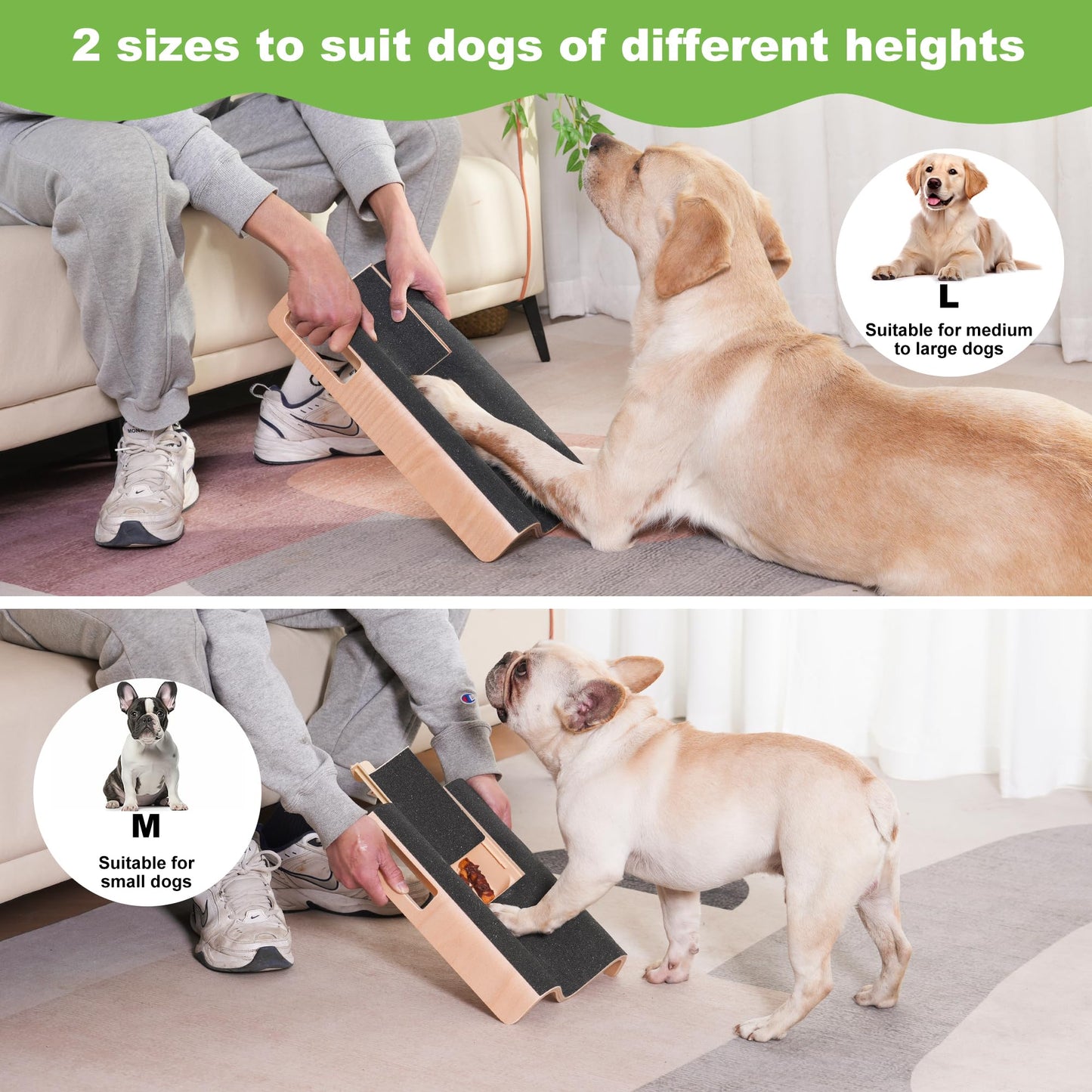 LovIntry M-Shaped Dog Scratch Pad for Nails with Treat Box, Dog Nail File Toy for Large Dogs, Shorten Dog’s Side Nail Easier (with Treat Box, L)