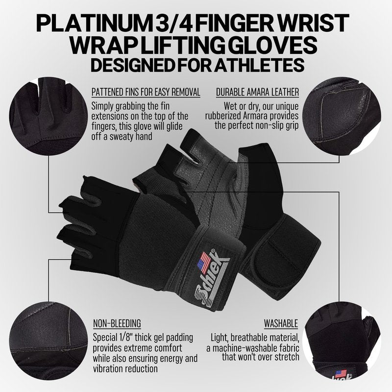 Schiek Sports 540 Platinum Lifting Gloves - Weightlifting Gloves with Wrist Wrap Support for Gym Workouts