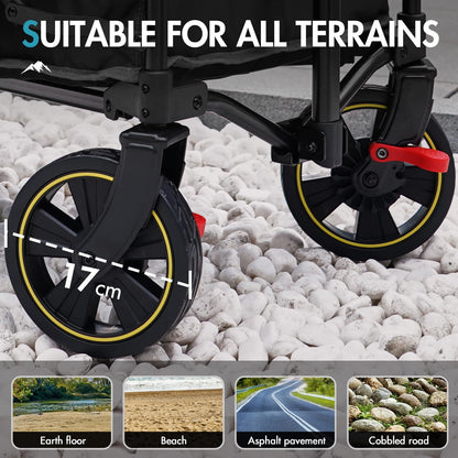 Portal Festival Trolley on Wheels Camping Trolley Cart with Brakes Heavy Duty Beach Wagon Pull along Collapsible Hand Truck Trailer Buggy for Picnic Garden Event Utility Pet 200L