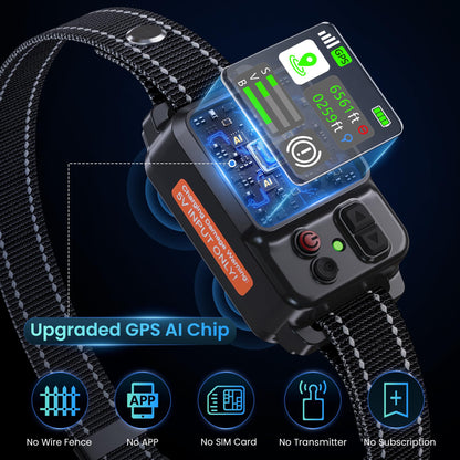 GPS Wireless Dog Fence System - Dog Collar, Electric Circular Fence for Dogs | Safe Zone Radius up to 6561 ft | GPS Positioning, Protection Mode, 100% Waterproof | Outdoor Use Only