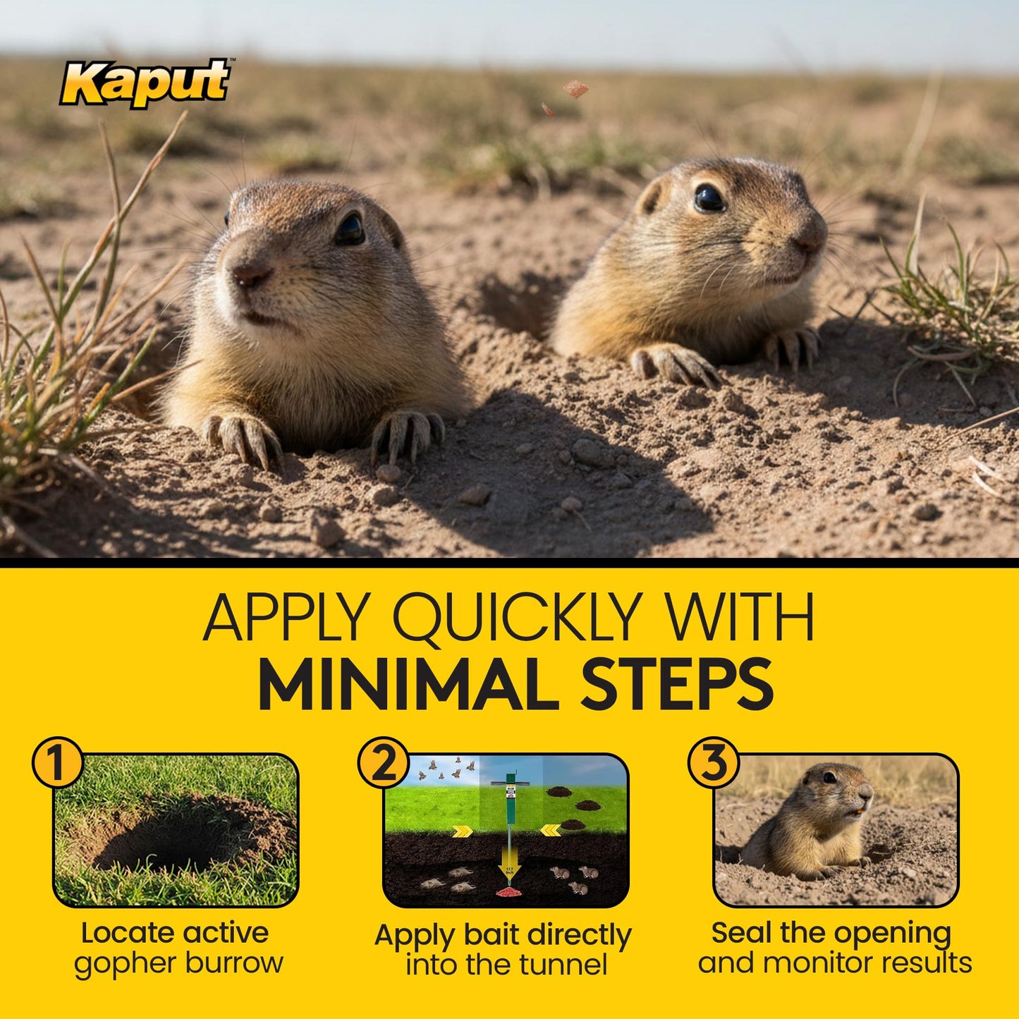 Kaput-D Pocket Gopher Bait - Ready-to-Use Wheat Grains for Effective Rodent Bait, Perfect for Residential & Agricultural Use - Diphacinone Formula for Lawn, Turf & Crop Areas (5 lbs)