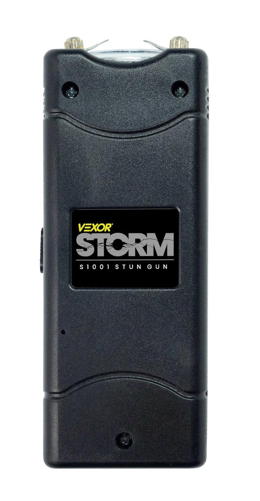 Vexor Storm Mini S1001 Personal Safety Device - Compact Rechargeable with LED Light - USB Charging - Pocket Size - Safety Lock - Includes Training Guide, Steel Gray