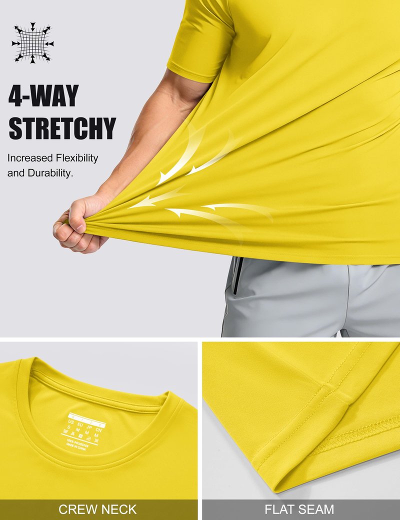 Men's Sun Shirts Short Sleeve Running Shirts Dry Fit Summer Tee Cool Athletic T-Shirts
