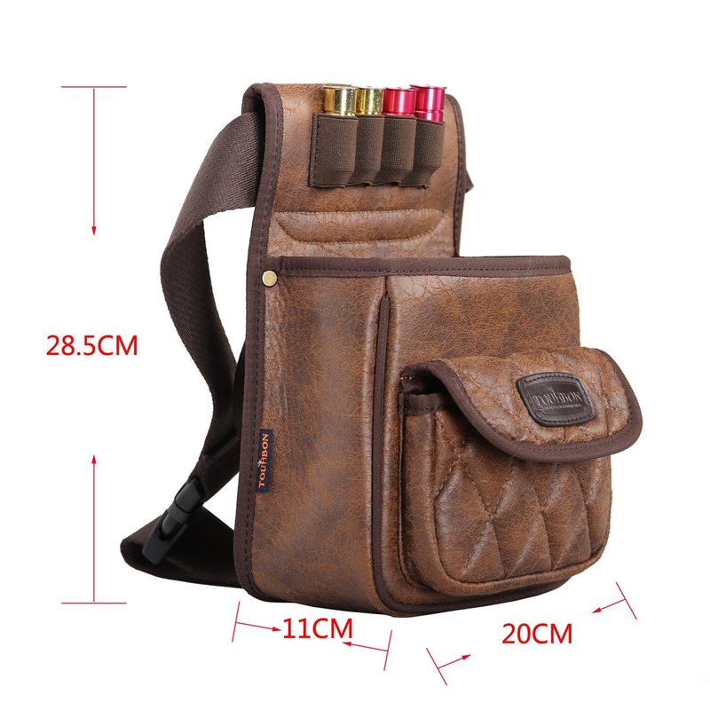 Tourbon PU Leather Sporting Shotgun Shell Pouch Shooter's Clay Trap Skeet Shooting Bag for Range Field