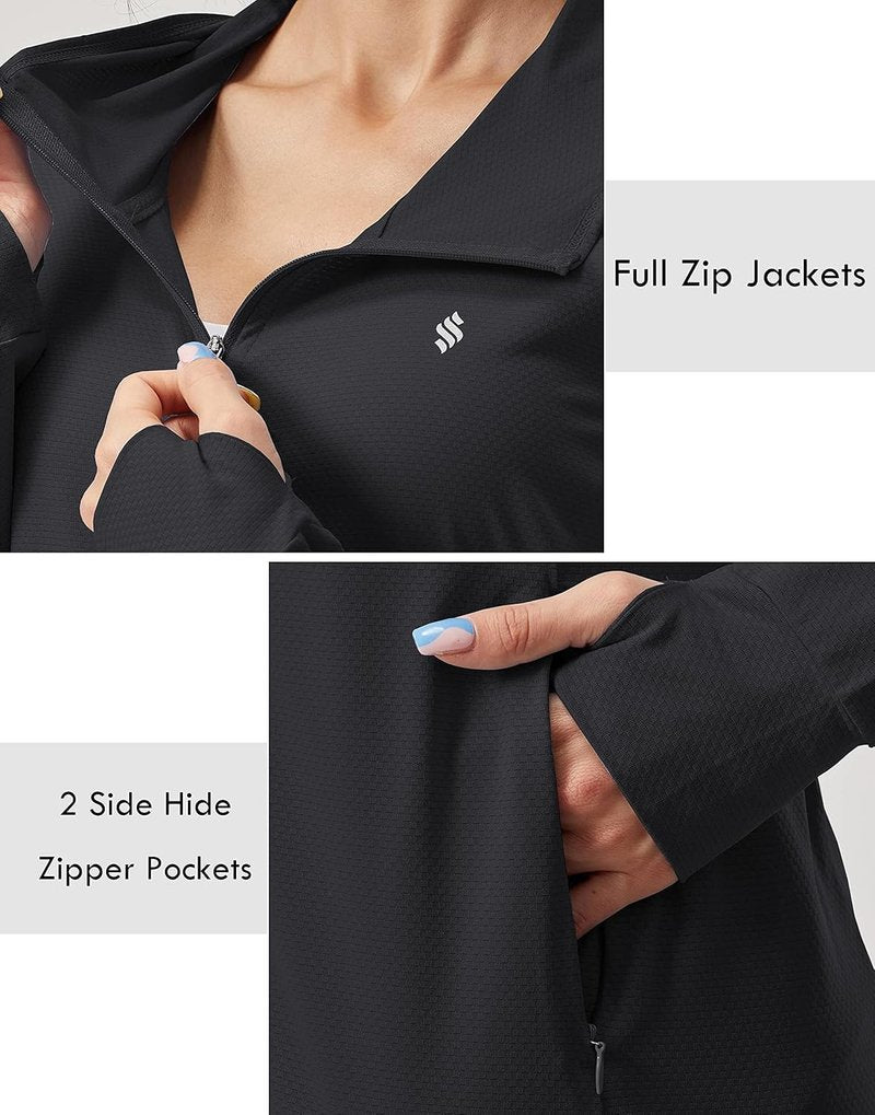 Soothfeel Women's UPF 50+ Sun Protection Hoodie - Lightweight Long Sleeve Jacket for Hiking | Outdoor Pocket Design