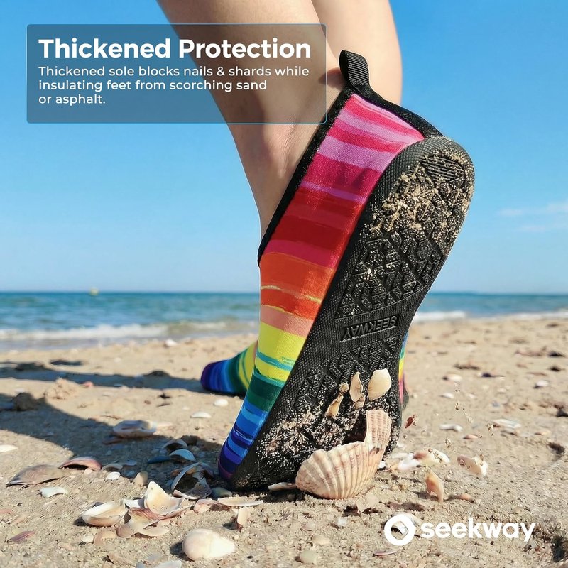 SEEKWAY Quick-Dry Water Shoes for Men & Women - Non-Slip Aqua Socks for Beach, Swim, River & Pool | Black
