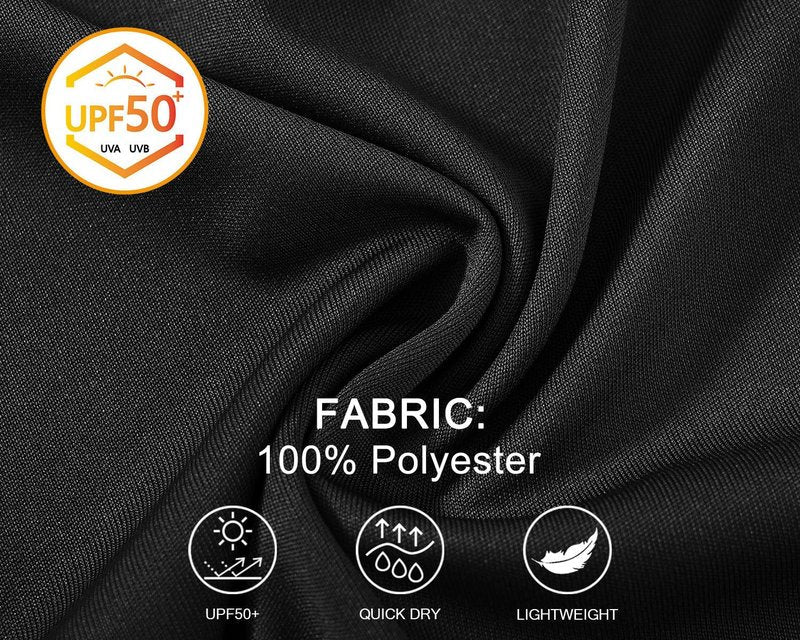 TBMPOY Men's Hiking Shirts Waterproof Dry Fit Athletic T-Shirts SPF Long Sleeve Safari Shirts Outdoor Work Swim Fishing Tops Black L