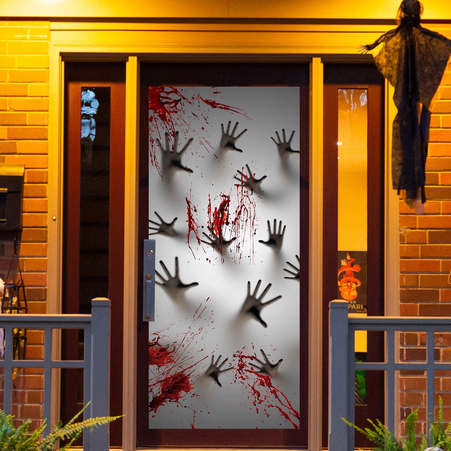 JOYIN 3 Pcs 30”x72” Door Covers Halloween Decorations Indoor, Haunted House Stickers Party Supplies Favors Home Decor Garage Window Wall Zombie Hands