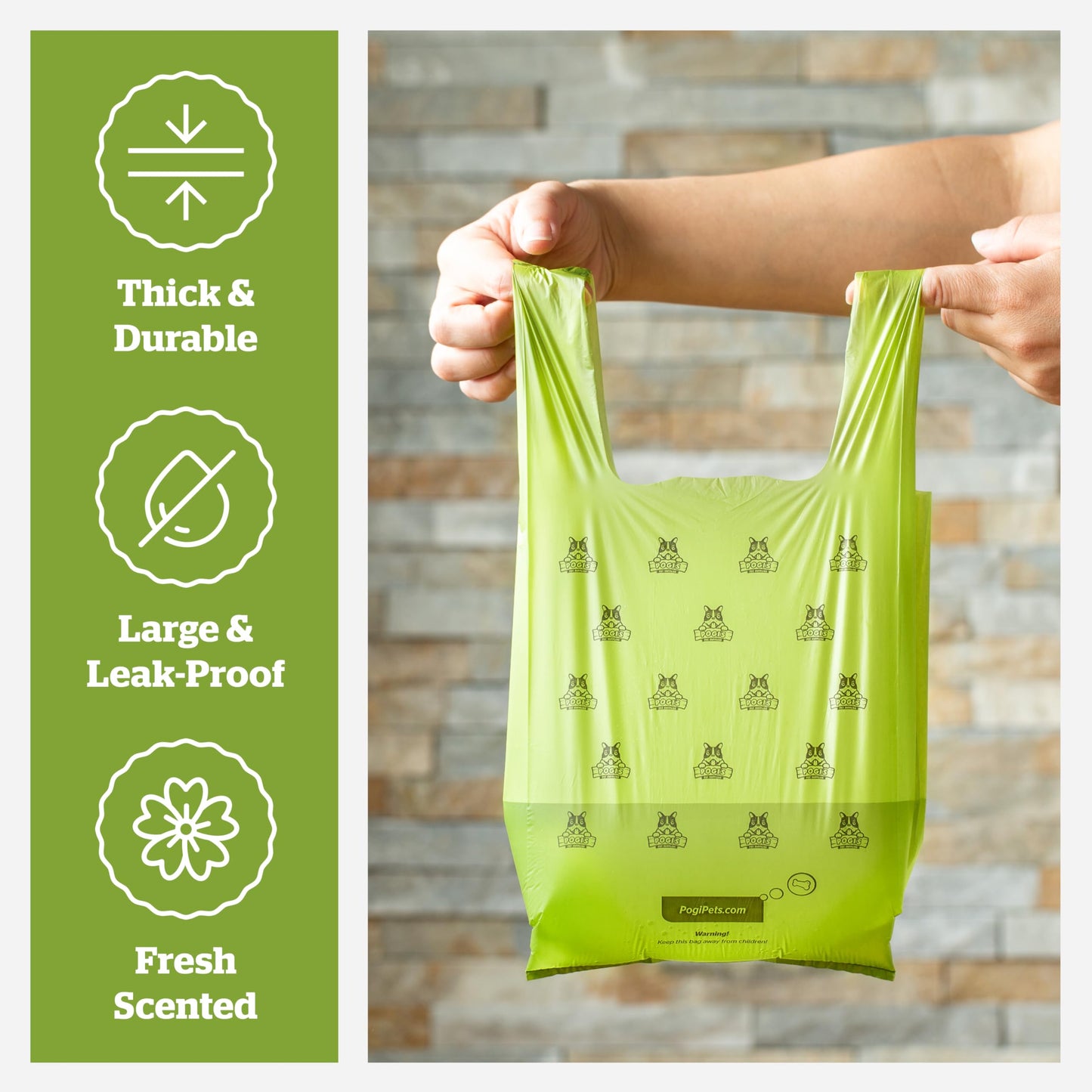 Pogi’s Dog Poo Bags with Handles – Extra Thick, Leak-Proof, Large, Fresh Scented, 300-Count