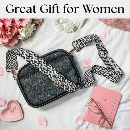 Lily England Cross Body Bag Women - Multiple Pockets - Adjustable Wide Strap and Chain - Black Handbag Crossbody - Over the Shoulder Bag