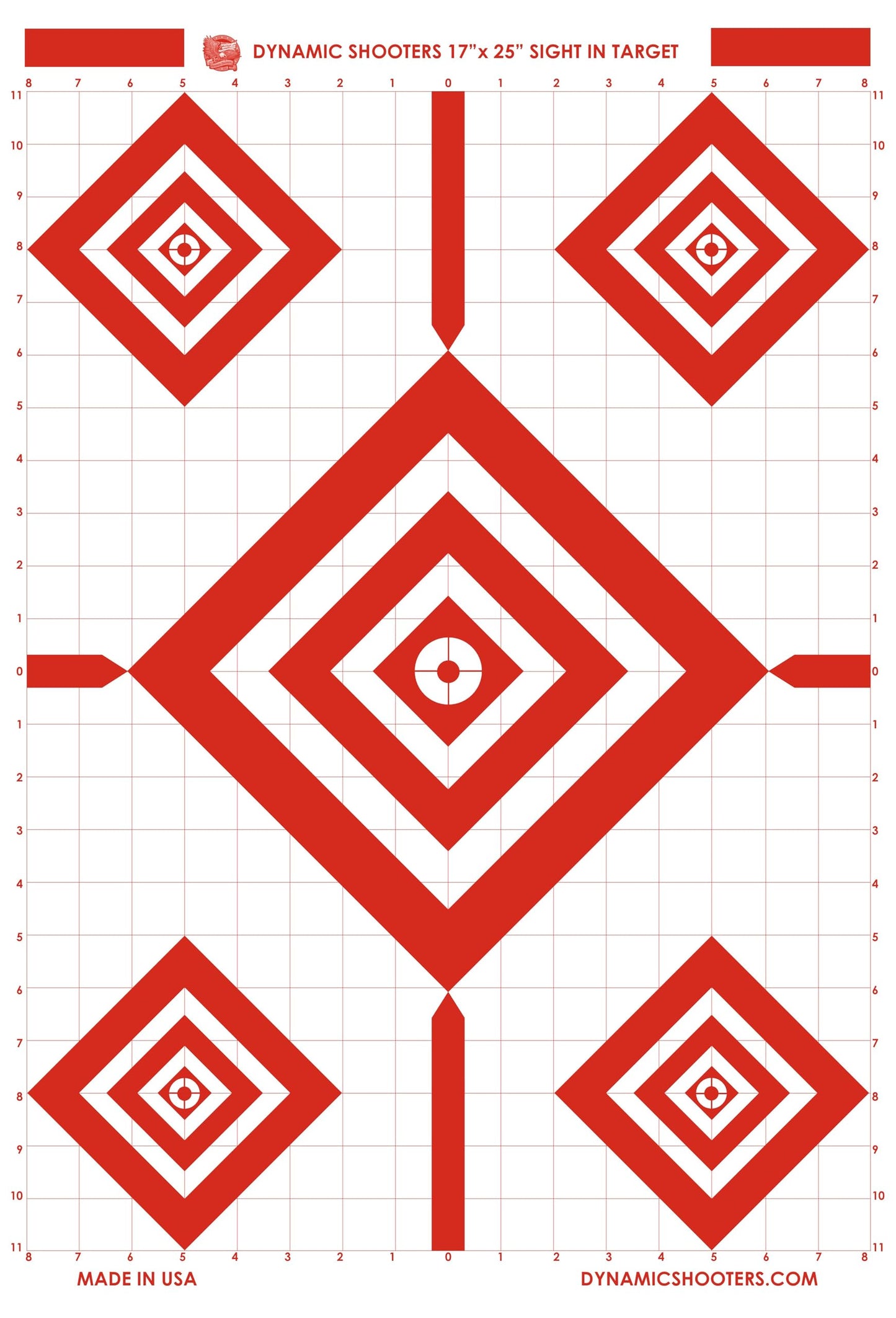 Dynamic Shooters Made in USA Sight in Paper Shooting Range Targets- (17x25 Inch 50 Sheets) for Firearms, Guns, Rifle, Pistol, BB Guns, Airsoft, Pellet Gun, Air Rifle