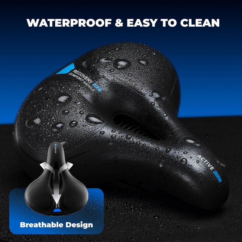 ROCKBROS Bike Seat Cushion for Men Women with Dual Shock Absorbing Ball Memory Foam - Ergonomic Bike Saddle, Handle for Easy Transport Soft Wide Waterproof Exercise Bicycle Seat for Peloton, Road Bike
