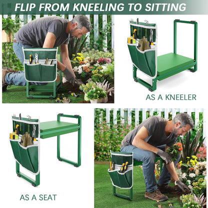 FLINTER 10.2" Wider Garden Kneeler and Seat, Heavy Duty Thick Gardening Bench for Kneeling and Seat - Garden Kneelers for Seniors, Gardening Stools for Women, Grandparents, Gardeners