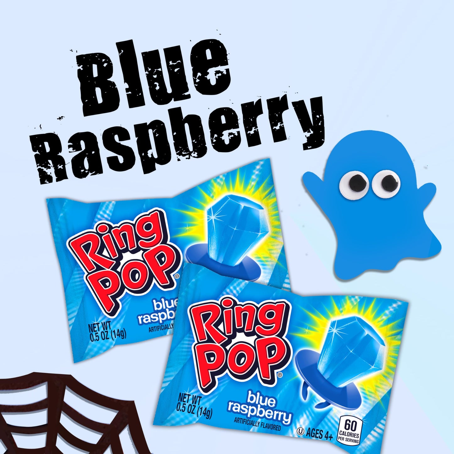Ring Pop Individually Wrapped Candy 70 Count Bulk Lollipop Pack – Halloween Candy Bulk Individually Wrapped, Blue Raspberry Flavored Lollipop Suckers, Gender Reveal, Baby Showers & Party Favors