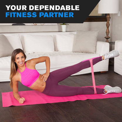 DYNAPRO Resistance Bands- Mini Precision Loop Exercise Bands with E-Quickstart Workout Guide (Pink-Yellow-Blue-Black) Perfect for Any Home Fitness Training Program