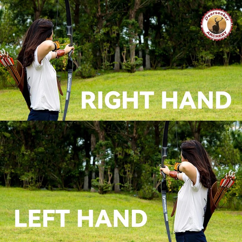 Deerseeker Takedown Recurve Bow Set - 60"/62" Right & Left Hand Traditional Wooden Bow for Adults & Youth | 25-60 lbs