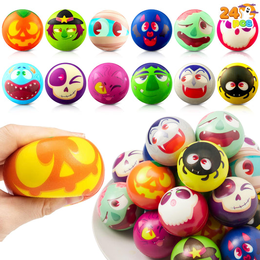 JOYIN 24 PCS Halloween Stress Balls Halloween Novelty Toys Balls for Halloween Squishy Toys Slow Release, Halloween Party Favors, Decoration Supplies, Party Bag Fillers