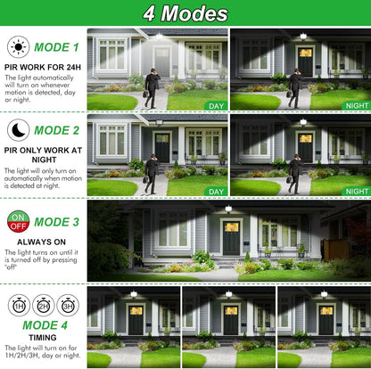 CLY 2 Pack Security Lights Outdoor with Motion Sensor, 15W 1200LM LED Floodlight with Remote Control IP66 Waterproof PIR Sensor Lights 6500K LED Outdoor Lights for Garden, Backyard, Garage, Doorways